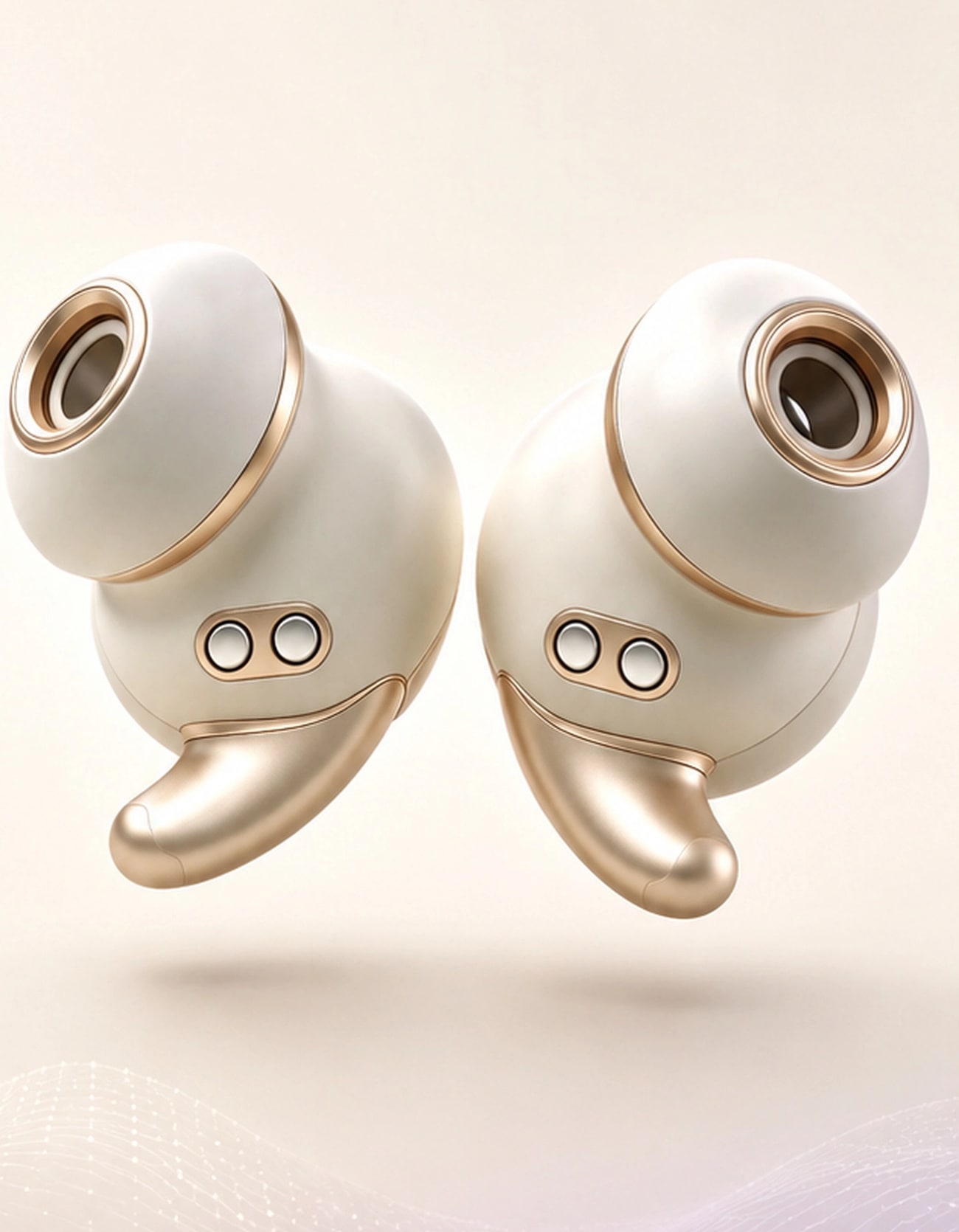Pearl and champagne BCI-Sleepbuds brain-sensing sleep earbuds